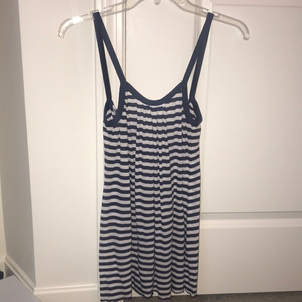 Blue and white striped tank